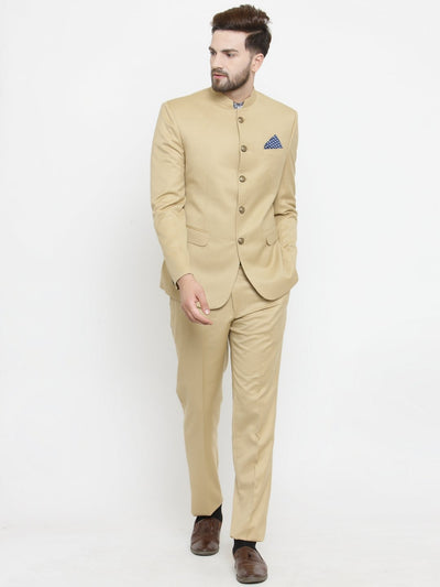 Buy this ethnic, royal beige bandhgala mens suit 