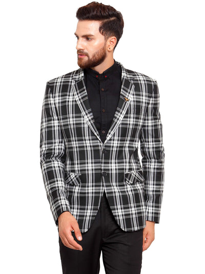 Buy this black and white check design mens coat online