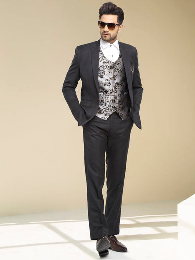Mens 3 Piece Black Suit Blazer Groom Wedding Party Wear Dinner Tuxedo Coat  Pants | eBay