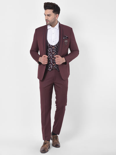 Men's Red 3 Piece Fashion Formal Suit Slim Fit One Button Wedding