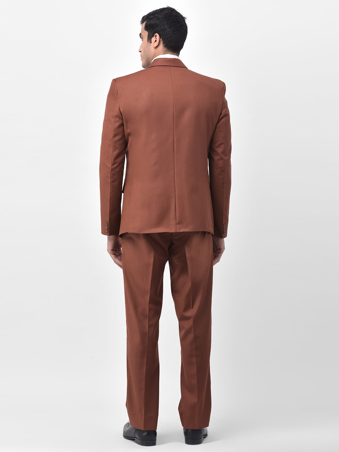Light Brown Solid Polywool 2pcs Suit