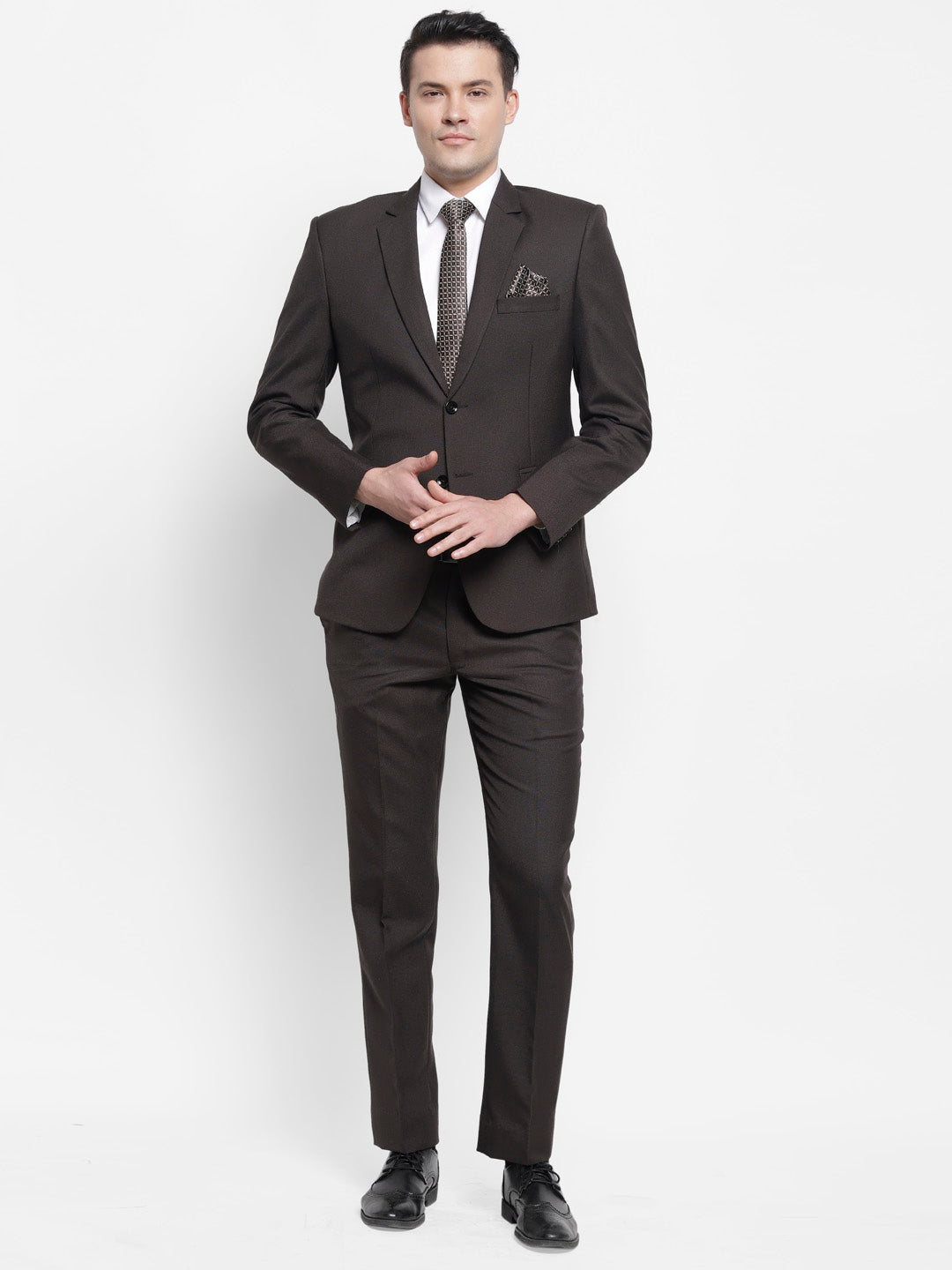 Buy FORTY-2 Men's Slim Fit Formal Black Two Piece Suit (36) at Amazon.in