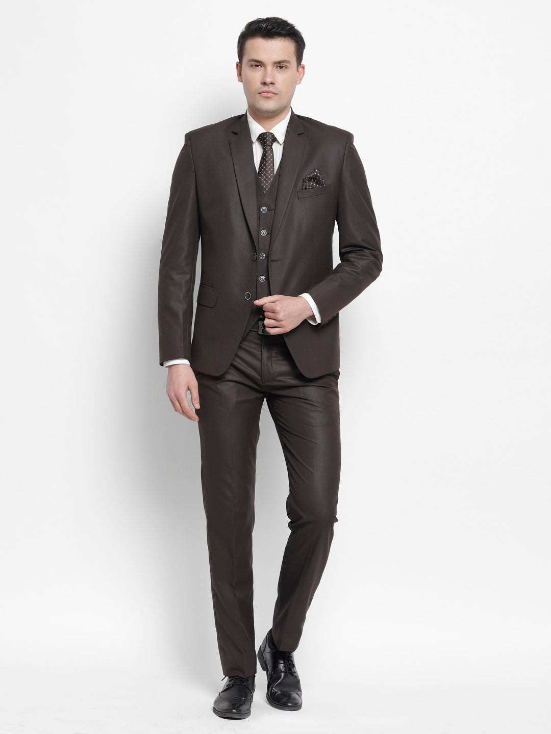 Buy RAYMOND Mens Notched Lapel Checked 3 Piece Suit | Shoppers Stop